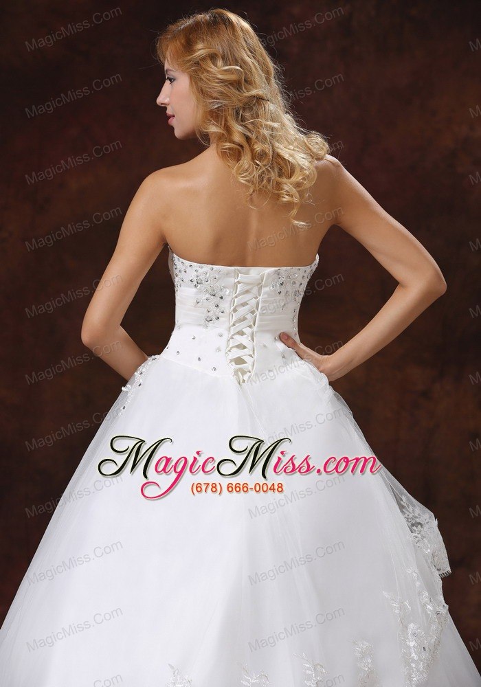 wholesale embroidery and beading decorate bodice strapless floor-length tulle and taffeta a-line 2013 wedding dress