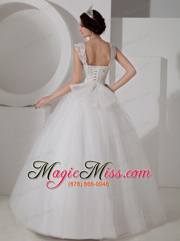 wholesale lovely a-line straps floor-lengthtulle beading and appliques wedding dress