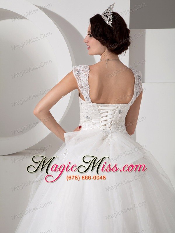 wholesale lovely a-line straps floor-lengthtulle beading and appliques wedding dress