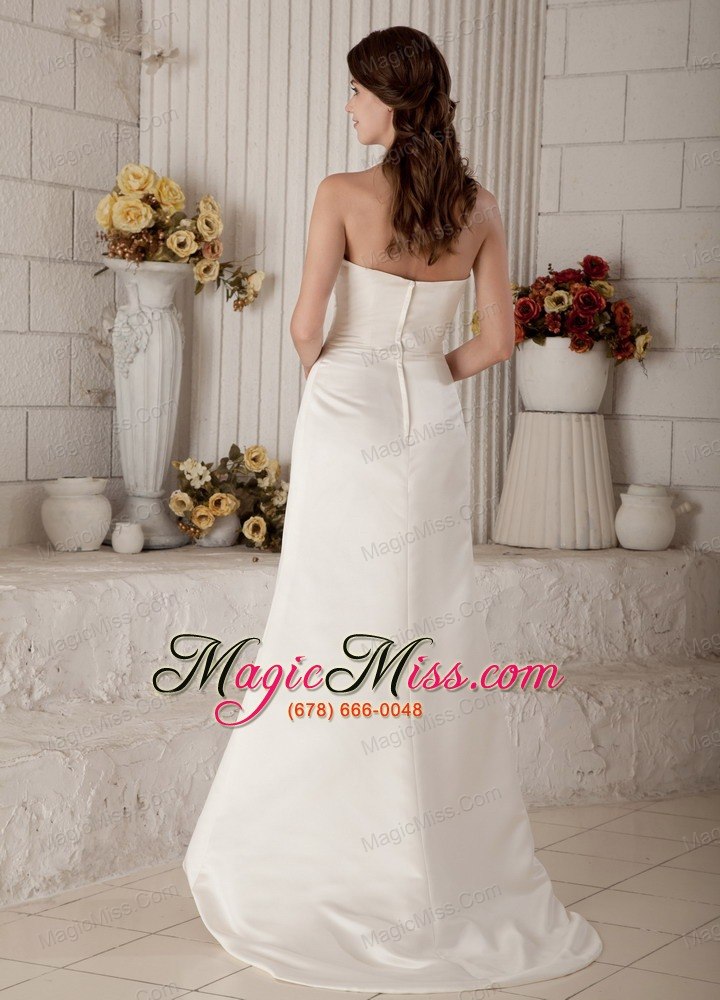 wholesale exclusive column halter brush train satin ruch wedding dress