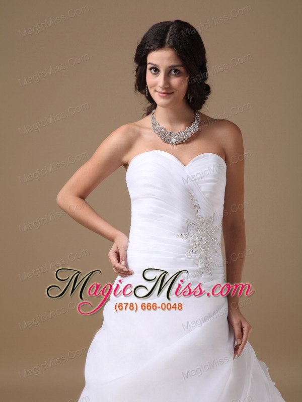 wholesale elegant a-line sweetheart court train taffeta and organza beading wedding dress