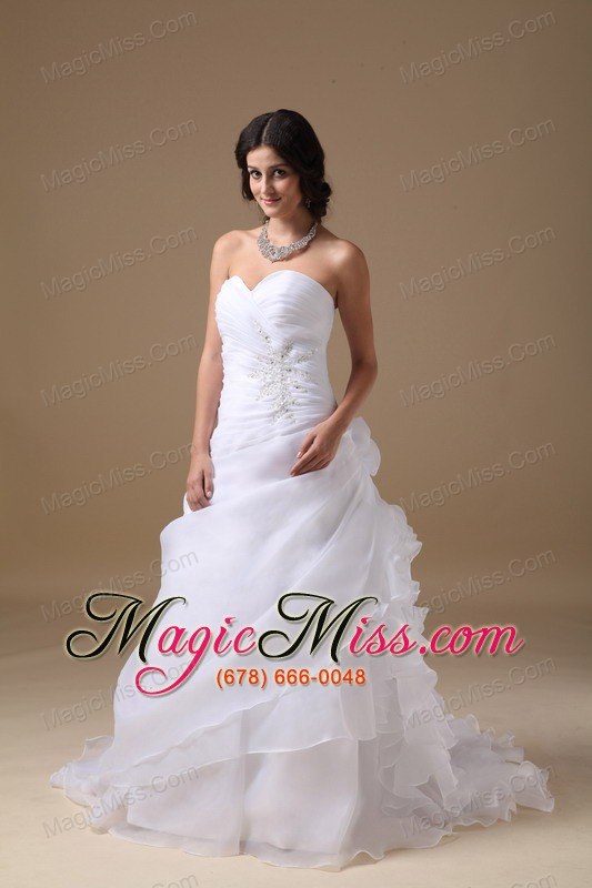 wholesale elegant a-line sweetheart court train taffeta and organza beading wedding dress