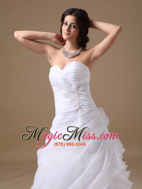 wholesale elegant a-line sweetheart court train taffeta and organza beading wedding dress