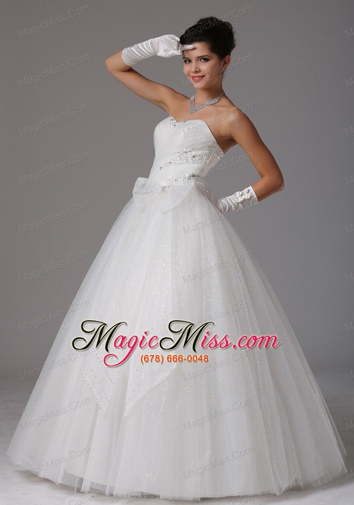 wholesale custom made romantic a-line sweetheart beading and ruch wedding dress with bows