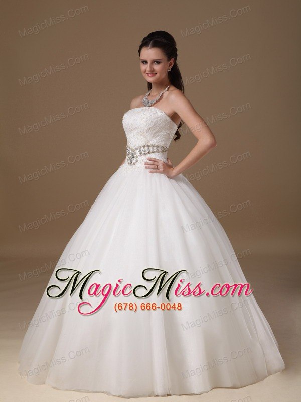 wholesale white ball gown strapless floor-length taffeta and tulle beading and lace quinceanera dress