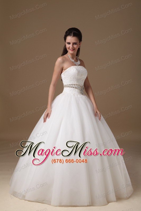 wholesale white ball gown strapless floor-length taffeta and tulle beading and lace quinceanera dress