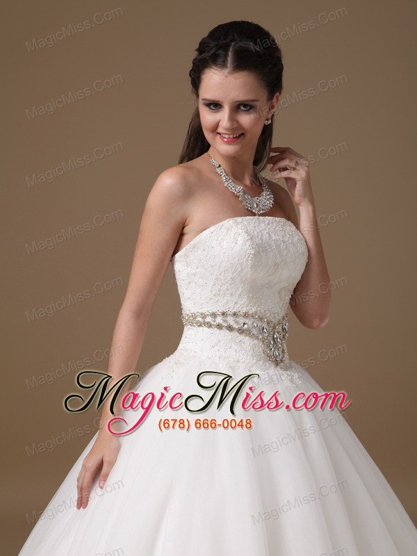 wholesale white ball gown strapless floor-length taffeta and tulle beading and lace quinceanera dress