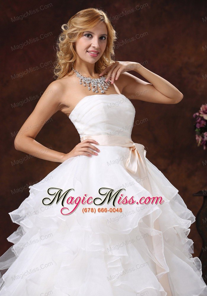 wholesale custom made ball gown sash 2013 wedding dress strapless with sash organza