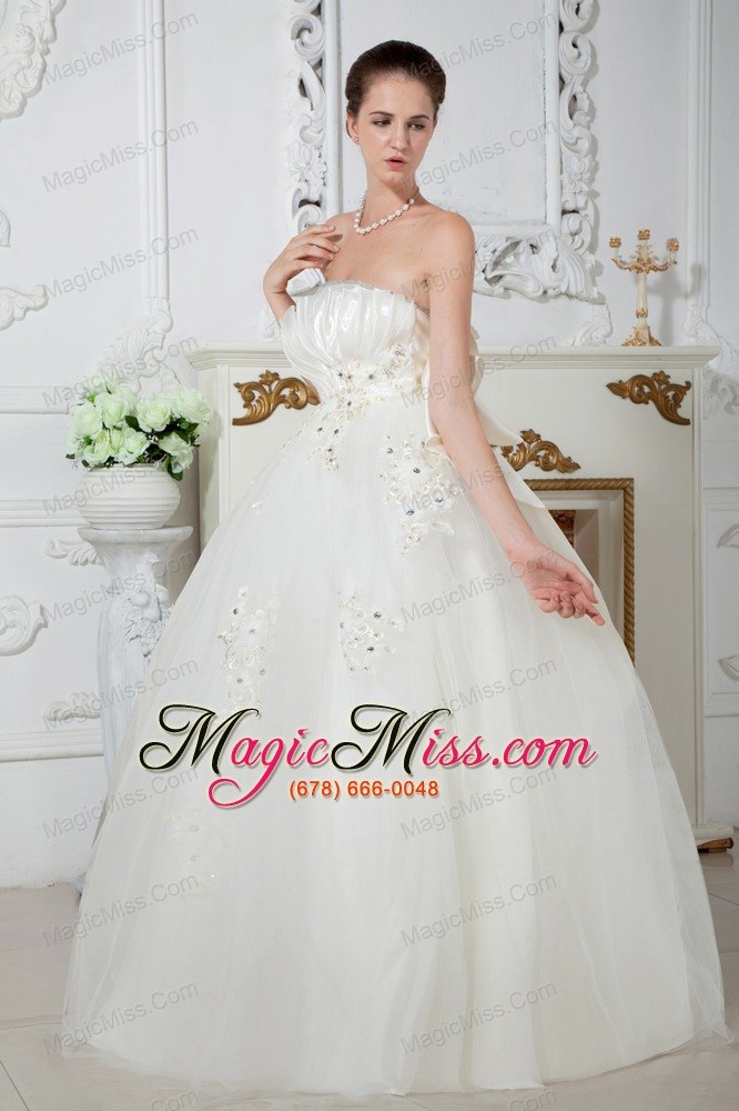 wholesale gorgeous ball gown strapless floor-length tulle beading wedding dress