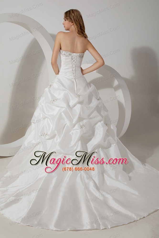 wholesale romantic ball gown strapless court train taffeta beading wedding dress