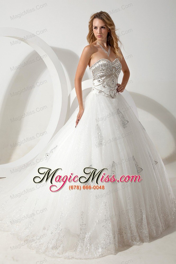 wholesale the super hot ball gown sweetheart court train organza beading wedding dress