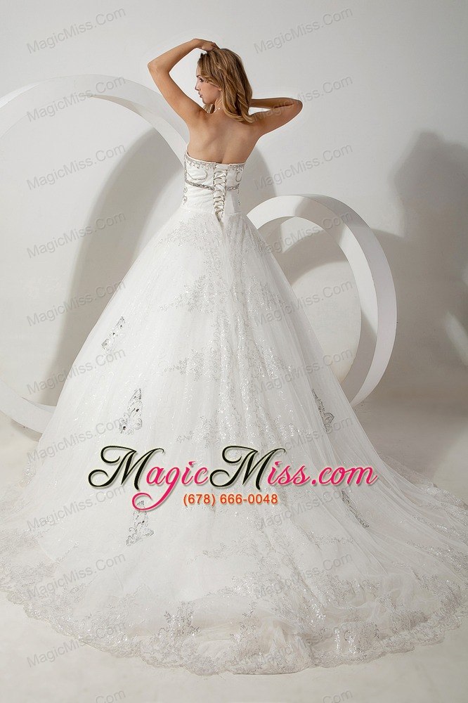 wholesale the super hot ball gown sweetheart court train organza beading wedding dress