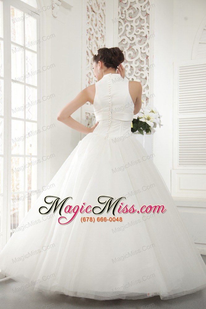 wholesale wonderful a-line / princess high-neck floor-length tulle beading wedding dress