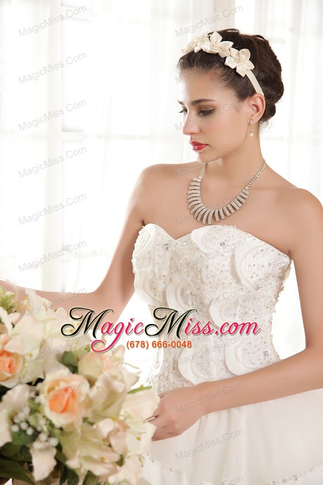 wholesale elegant a-line sweetheart floor-length tulle and taffeta beading wedding dress