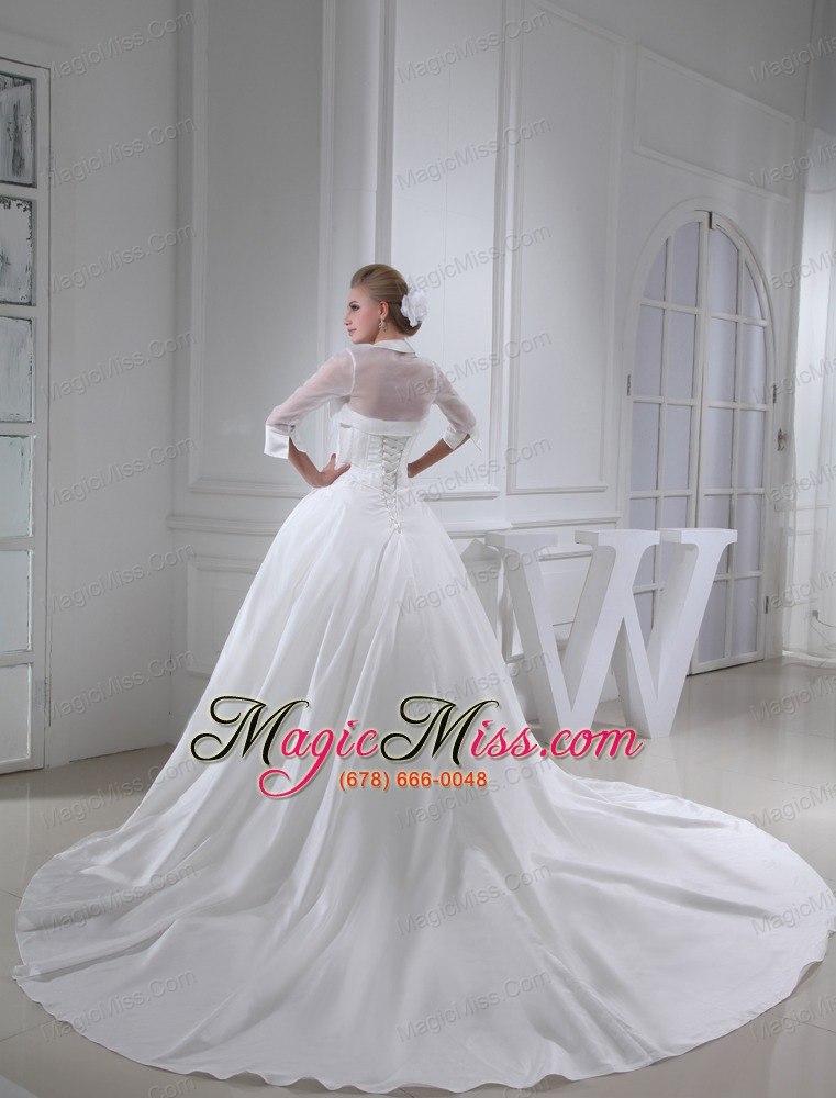 wholesale beading ball gown strapless cathedral train wedding dress