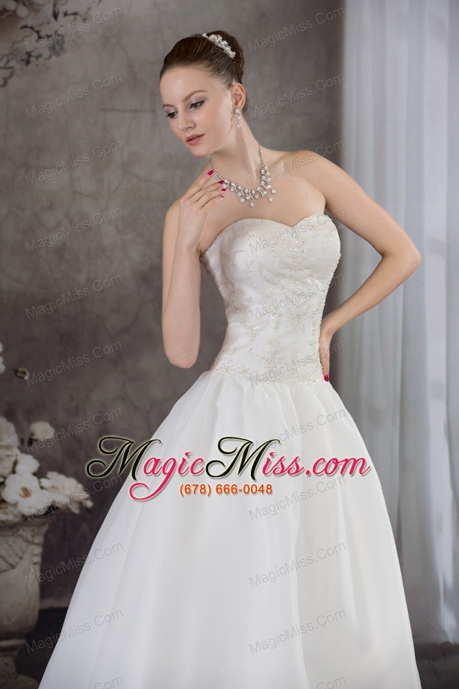 wholesale a-line sweetheart organza appliques with beading wedding dress