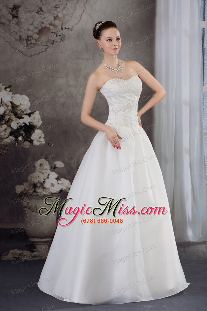 wholesale a-line sweetheart organza appliques with beading wedding dress