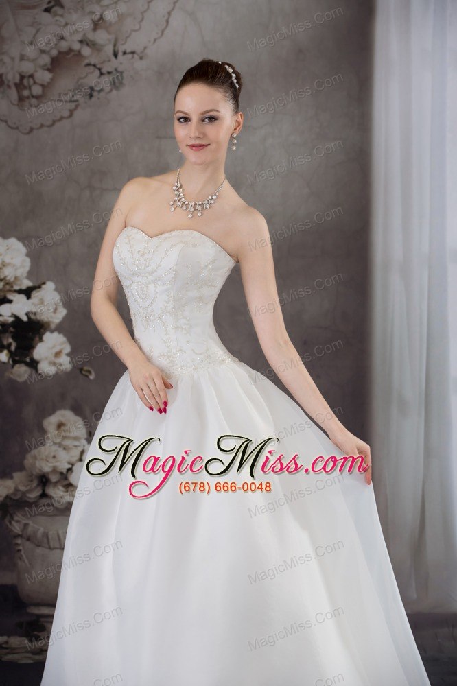 wholesale a-line sweetheart organza appliques with beading wedding dress