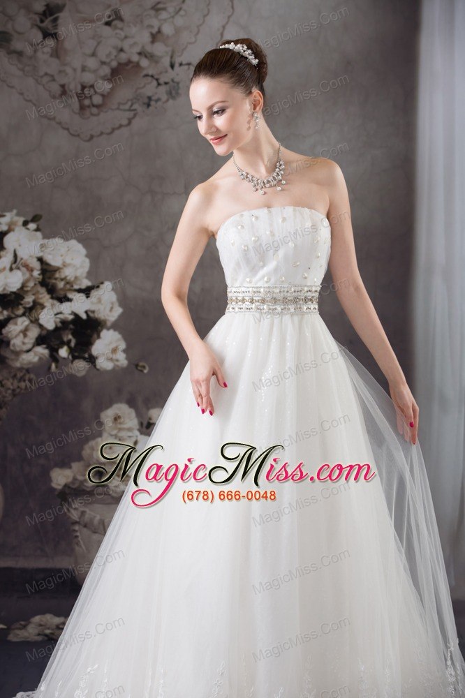 wholesale a-line strapless lace beading tulle wedding dress