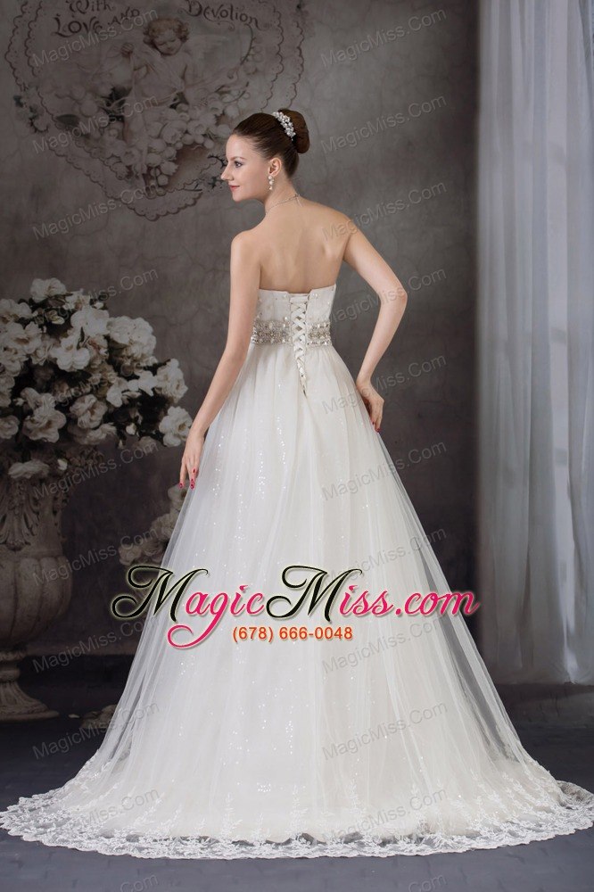 wholesale a-line strapless lace beading tulle wedding dress