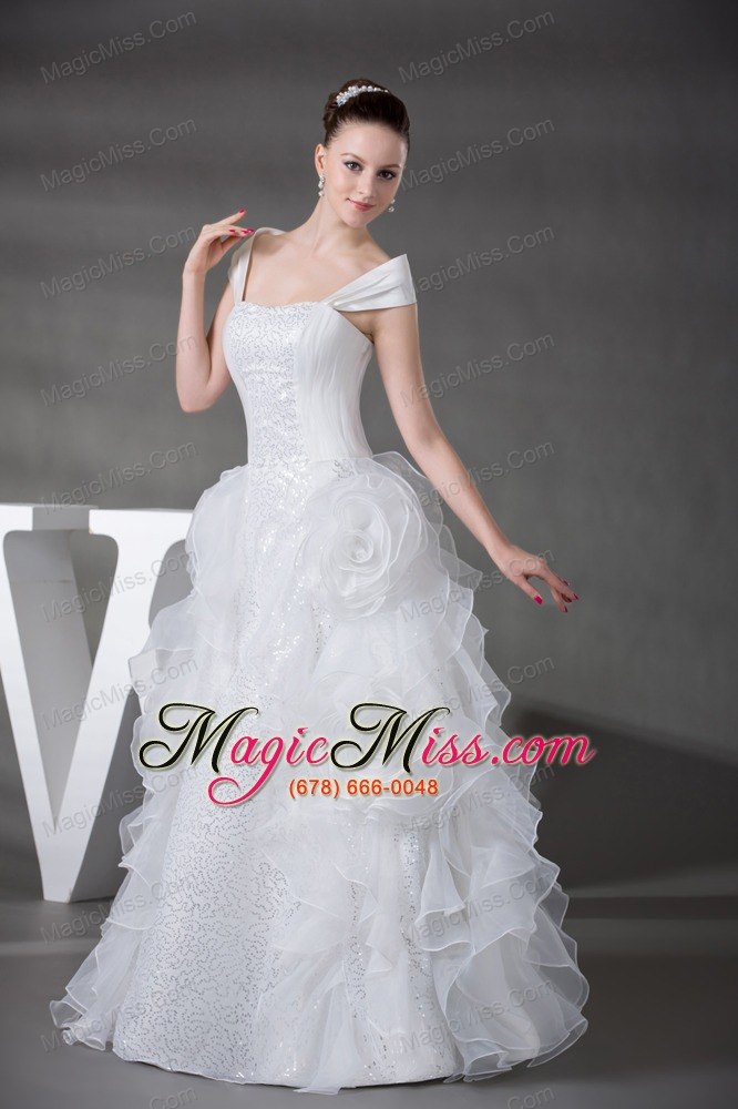 wholesale princess cap sleeves sequins hand made flowers wedding dress