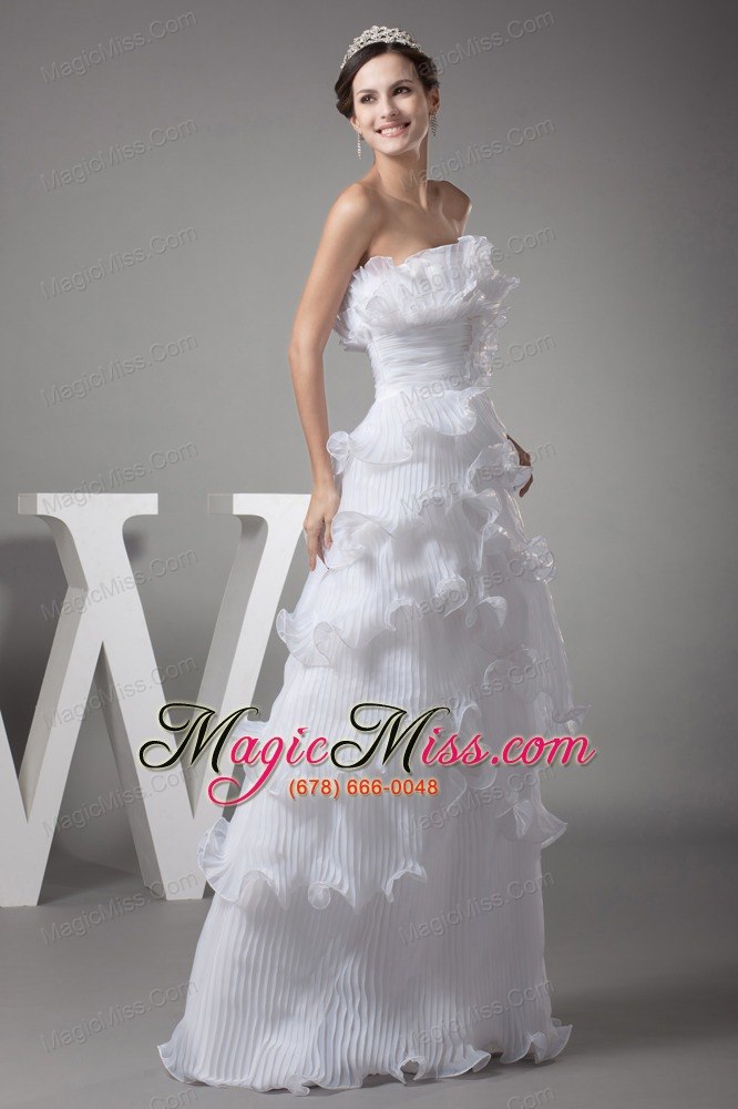 wholesale ruffles column / sheath strapless long wedding dress