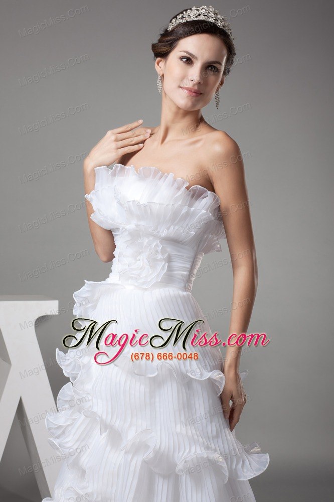 wholesale ruffles column / sheath strapless long wedding dress