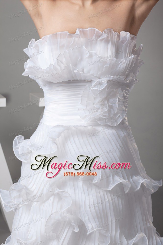 wholesale ruffles column / sheath strapless long wedding dress