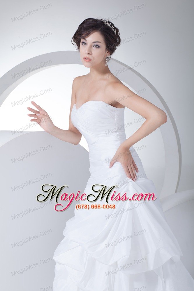 wholesale sweetheart a-line ruching brush train wedding dress