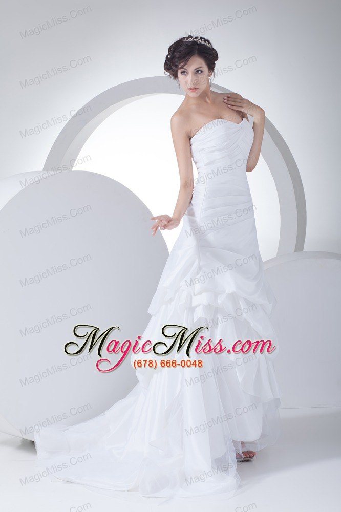 wholesale sweetheart a-line ruching brush train wedding dress