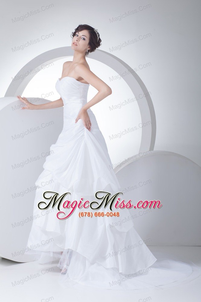 wholesale sweetheart a-line ruching brush train wedding dress