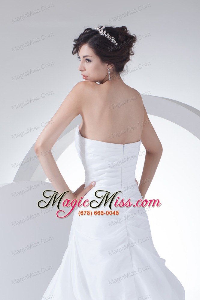 wholesale sweetheart a-line ruching brush train wedding dress