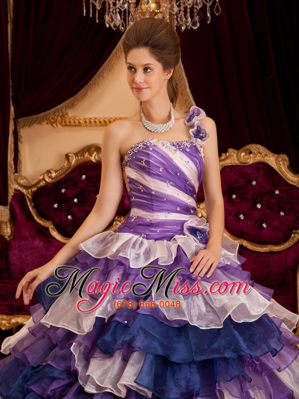 wholesale perfect a-line / princess one shoulder floor-length ruffles quinceanera dress