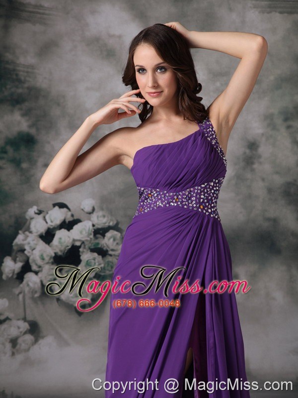 wholesale purple empire one shoulder prom / evening dress chiffon beading