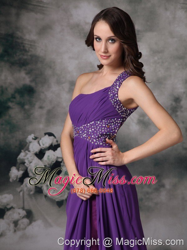 wholesale purple empire one shoulder prom / evening dress chiffon beading