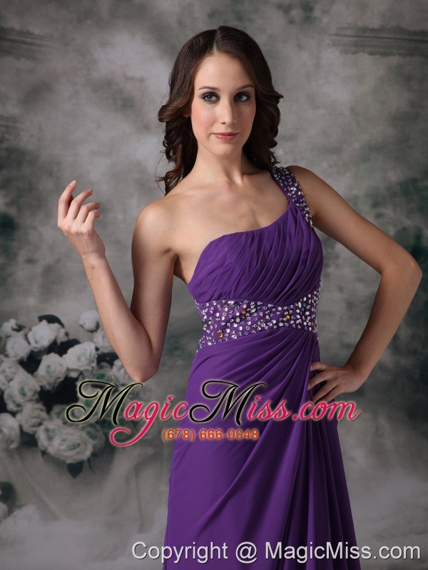 wholesale purple empire one shoulder prom / evening dress chiffon beading