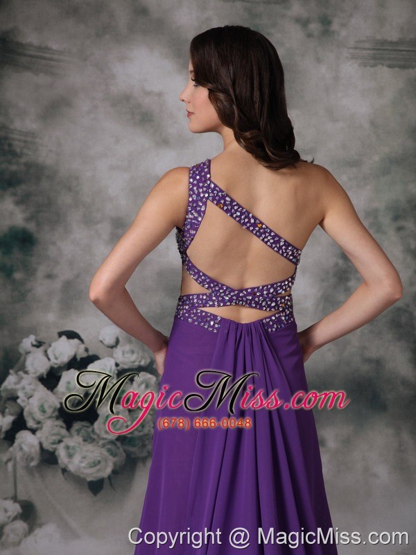 wholesale purple empire one shoulder prom / evening dress chiffon beading