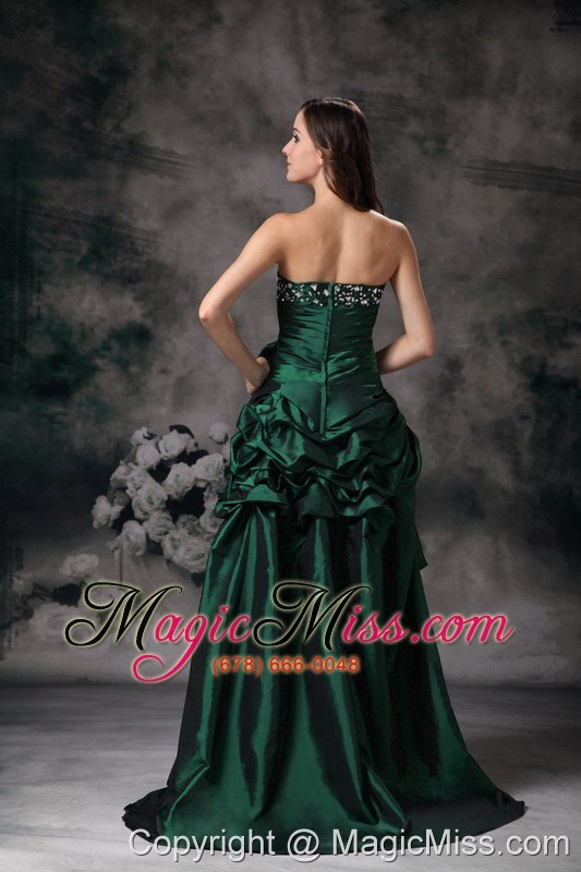 wholesale elegant green strapless high-low prom dress with beading