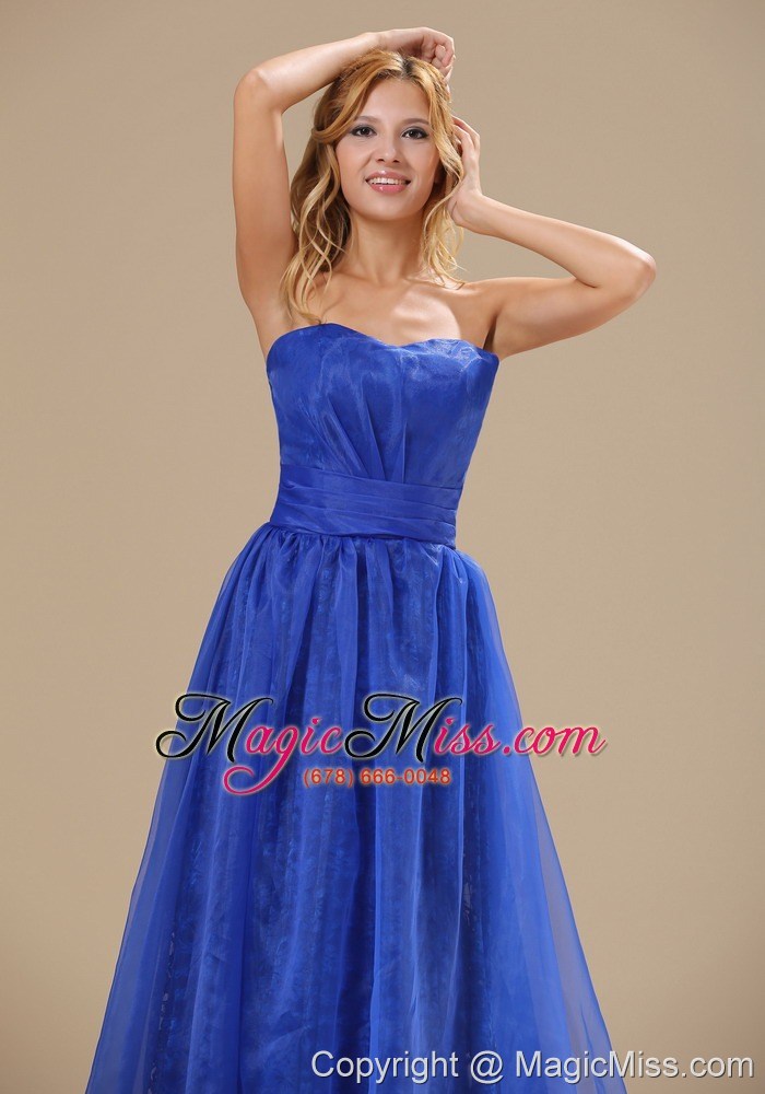 wholesale brookhaven blue organza strapless brush train column simple style 2013 plus size prom / evening dress