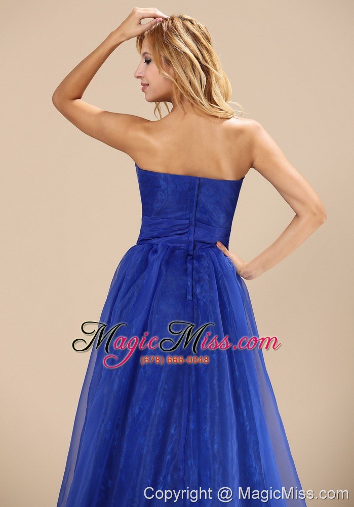 wholesale brookhaven blue organza strapless brush train column simple style 2013 plus size prom / evening dress