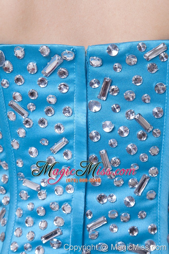 wholesale baby blue a-line strapless prom / homecoming dress organza beading mini-length