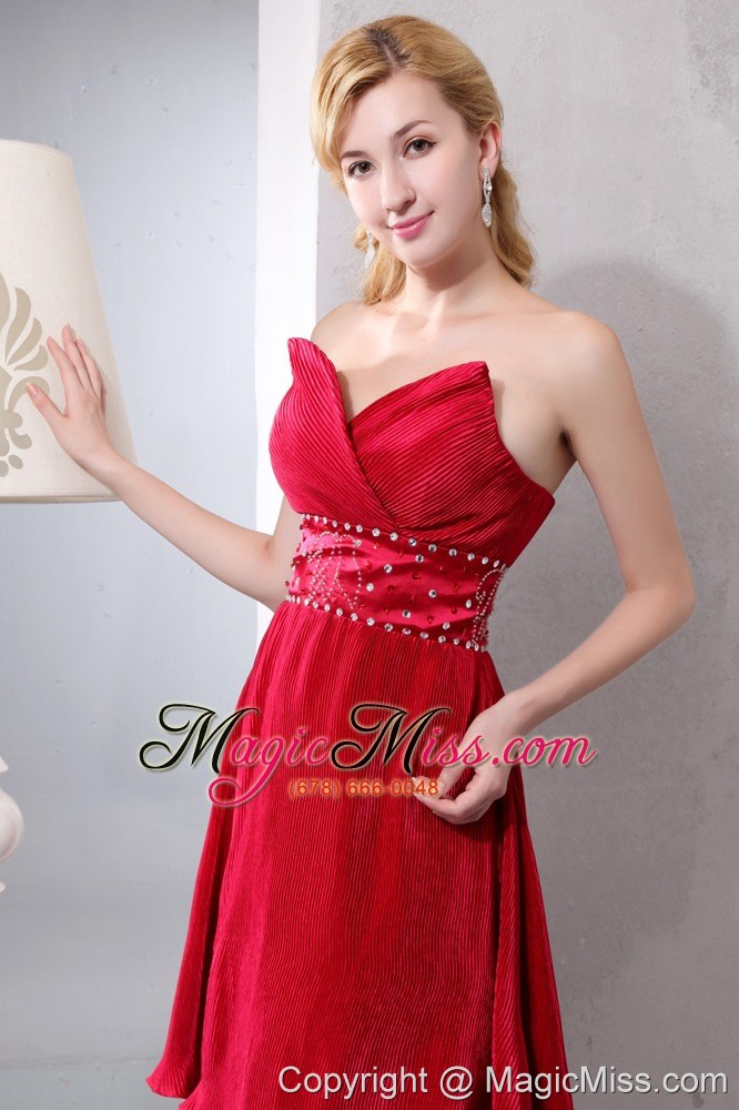 wholesale red a-line sweetheart knee-length sepcial fabric beading prom dress