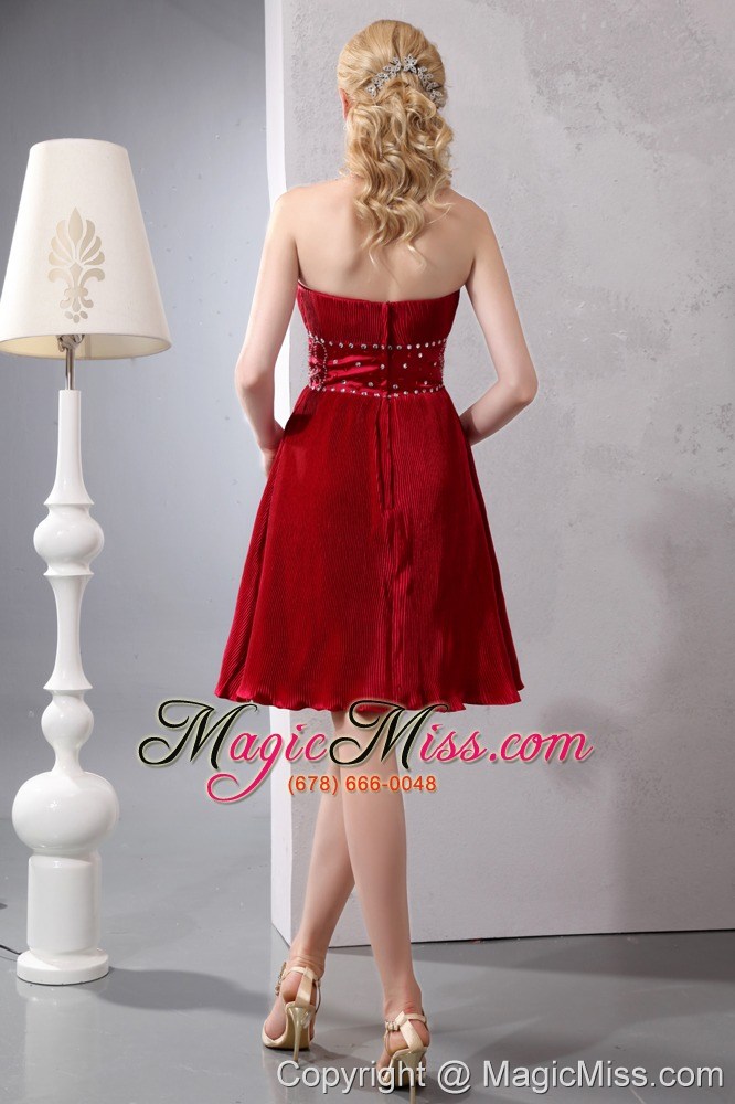 wholesale red a-line sweetheart knee-length sepcial fabric beading prom dress