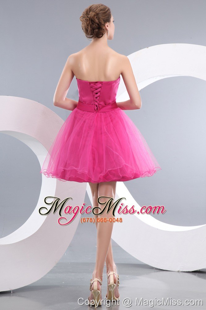 wholesale lovely hot pink a-line / pricess sweetheart beading short prom / homecoming dress mini-length organza