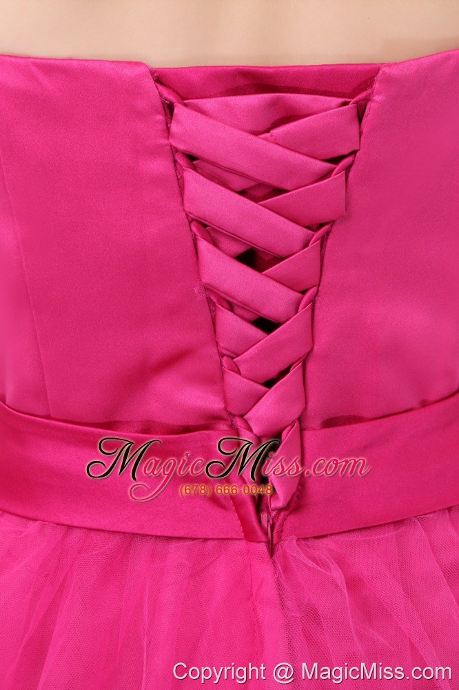 wholesale lovely hot pink a-line / pricess sweetheart beading short prom / homecoming dress mini-length organza