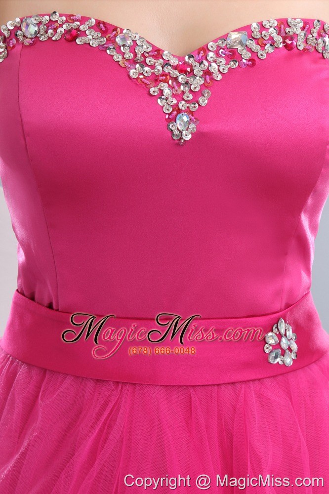 wholesale lovely hot pink a-line / pricess sweetheart beading short prom / homecoming dress mini-length organza