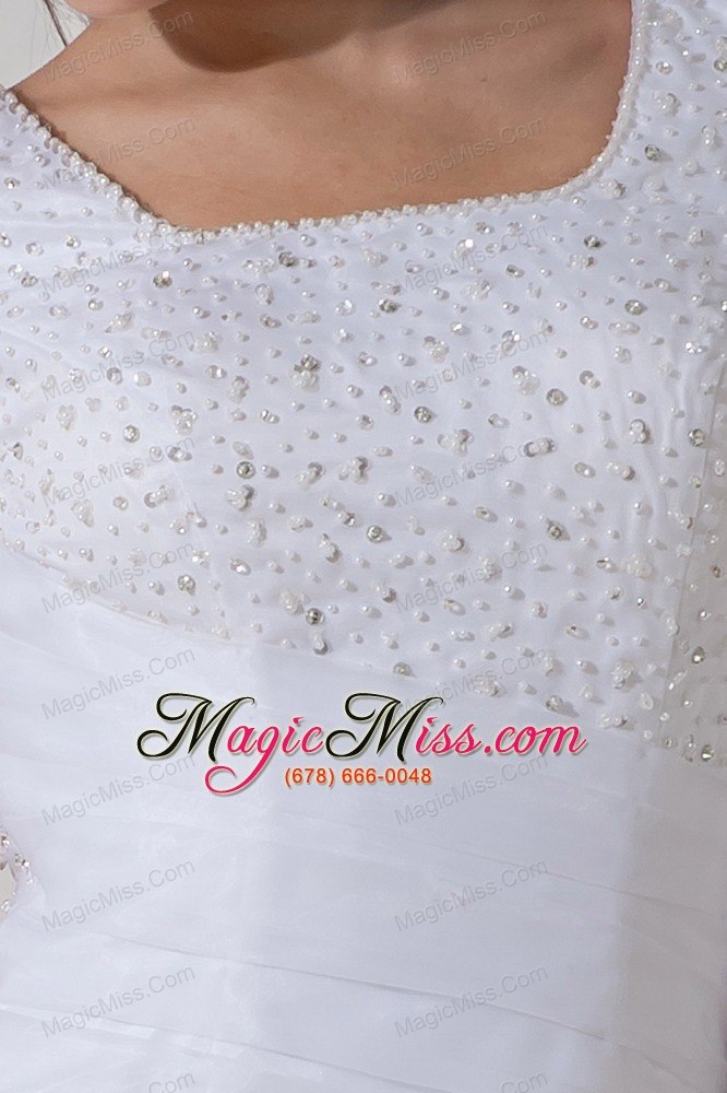 wholesale informal a-line square court train satin beading and ruch wedding dress