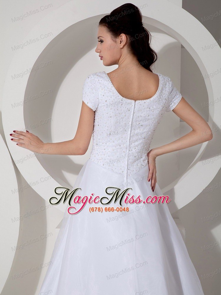 wholesale informal a-line square court train satin beading and ruch wedding dress