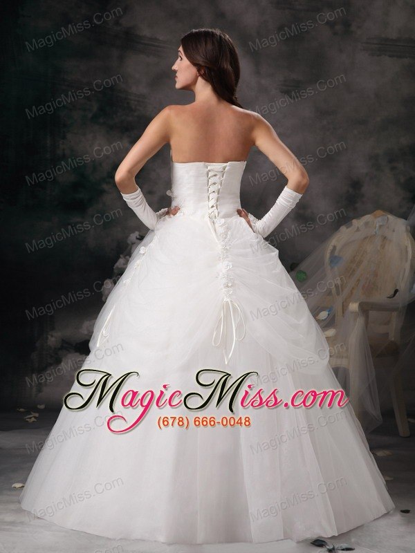 wholesale remarkable a-line strapless floor-length tulle hand made flowers wedding dress