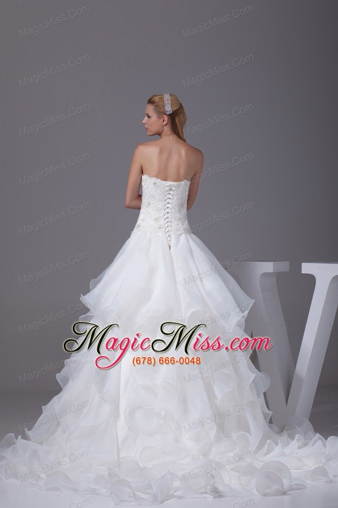 wholesale appliques with beading strapless ruffles a-line wedding dress